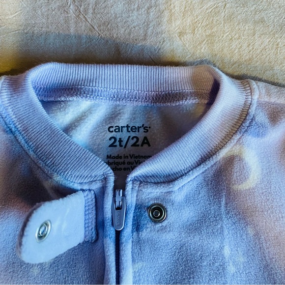 NWOT Carters Toddler Girl Footie One Piece Full Zip-Up Pajama Sleepwear - 2T - Picture 3 of 9